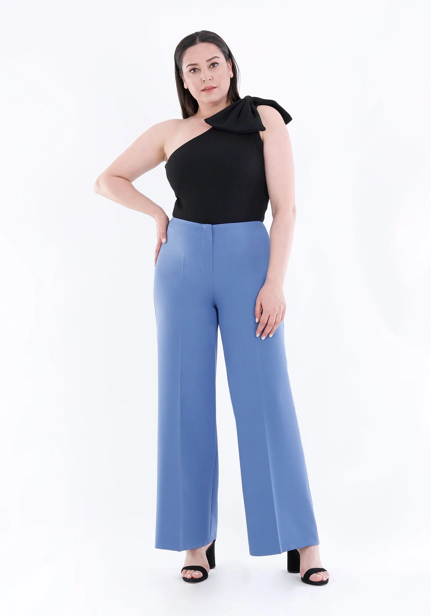 Indigo Wide Leg Pants - Regular & Plus Size Flare Trousers