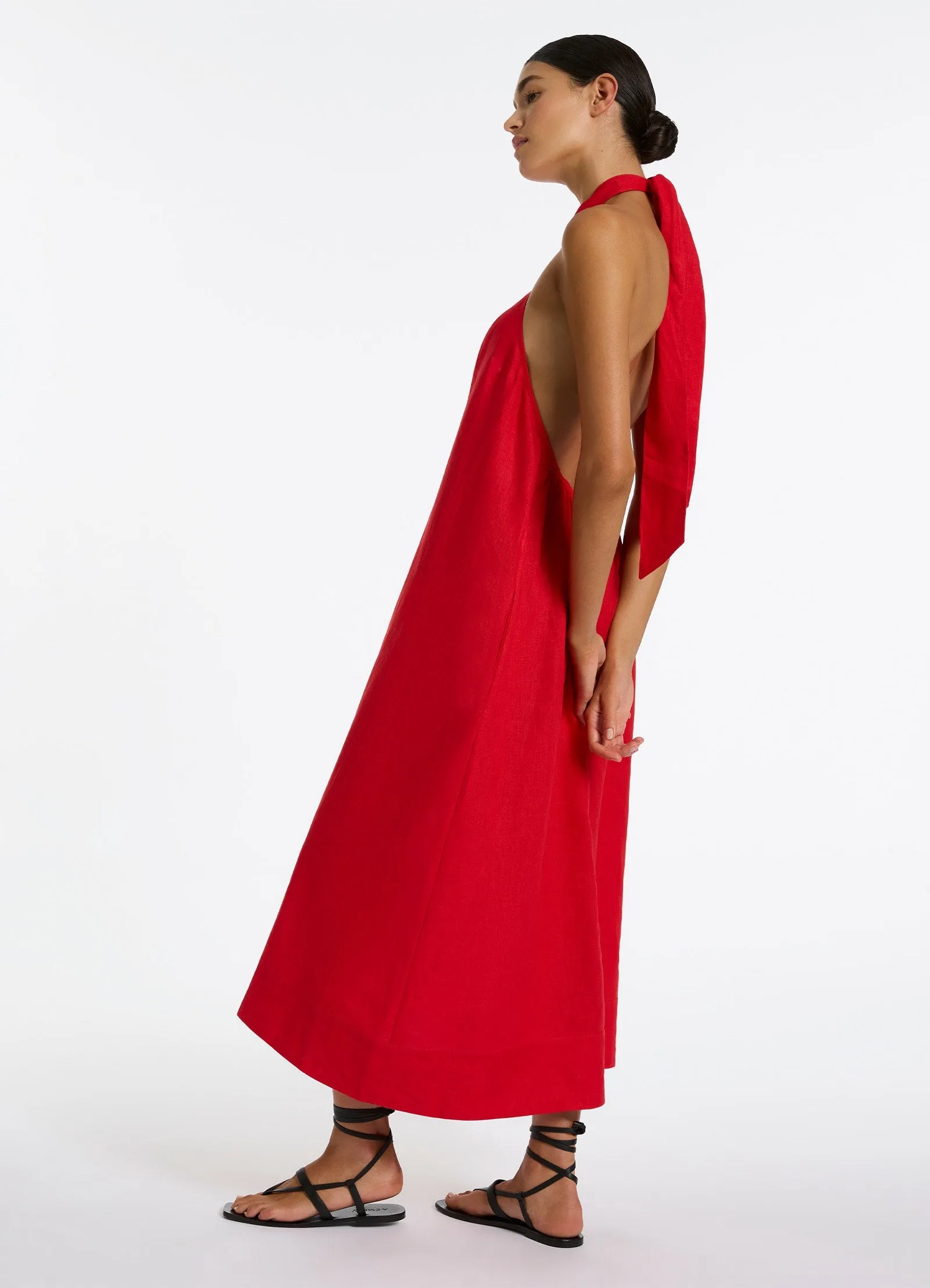 Jetset Low Back Halter Dress - Rosso