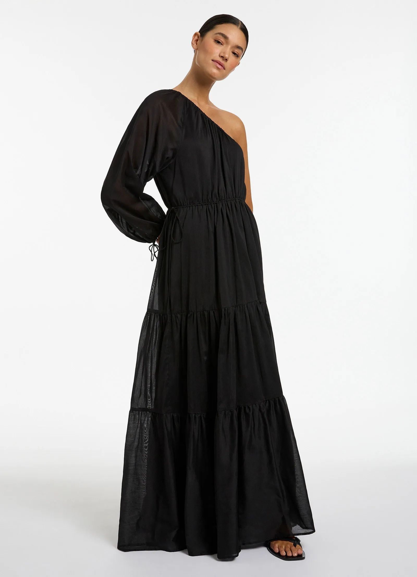 Jetset One Shoulder Maxi Dress  - Black