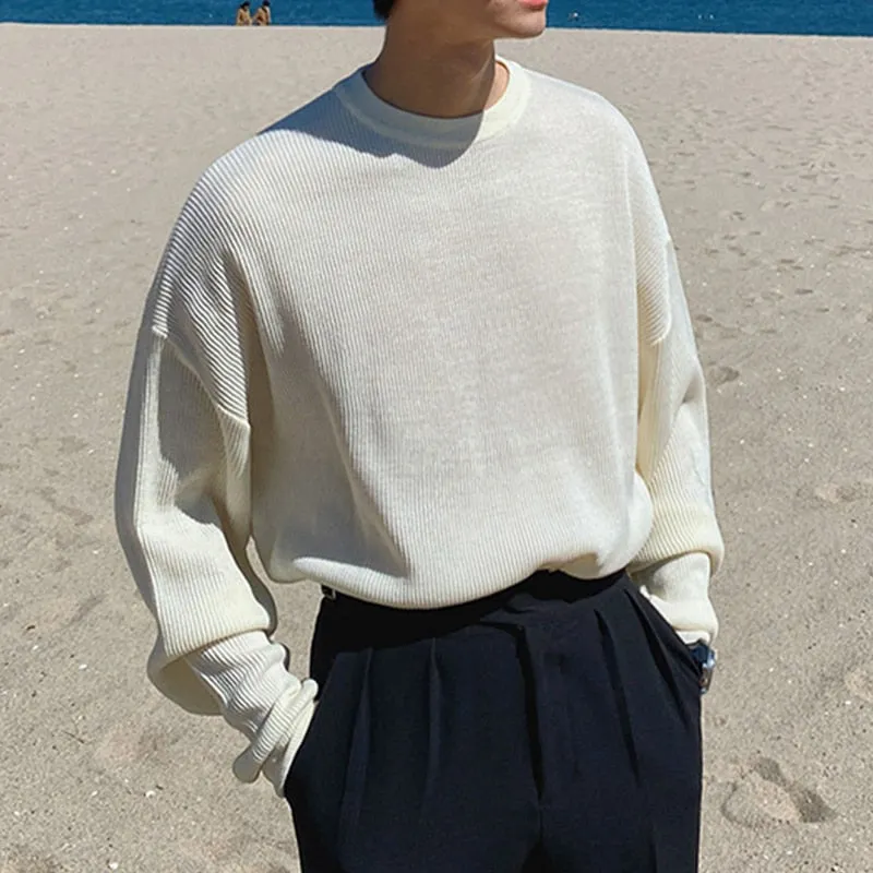 [Korean Style] 3 Colors Knitted Long-Sleeved Sweatshirts