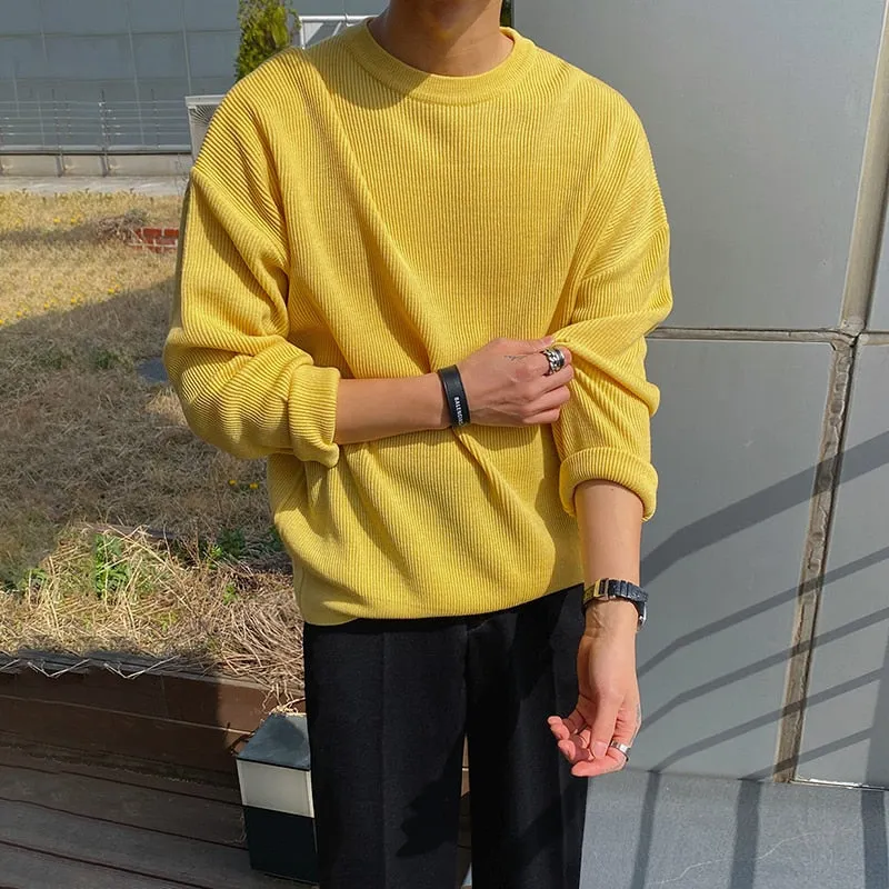 [Korean Style] 3 Colors Knitted Long-Sleeved Sweatshirts