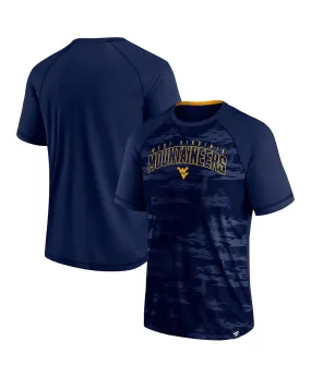 Men's Branded West Virginia Mountaineers Arch Outline Raglan T-Shirt Navy Blue Fanatics blue