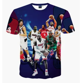 Men's Short Sleeve NBA Stars Printed Basketball 3D T-Shirt