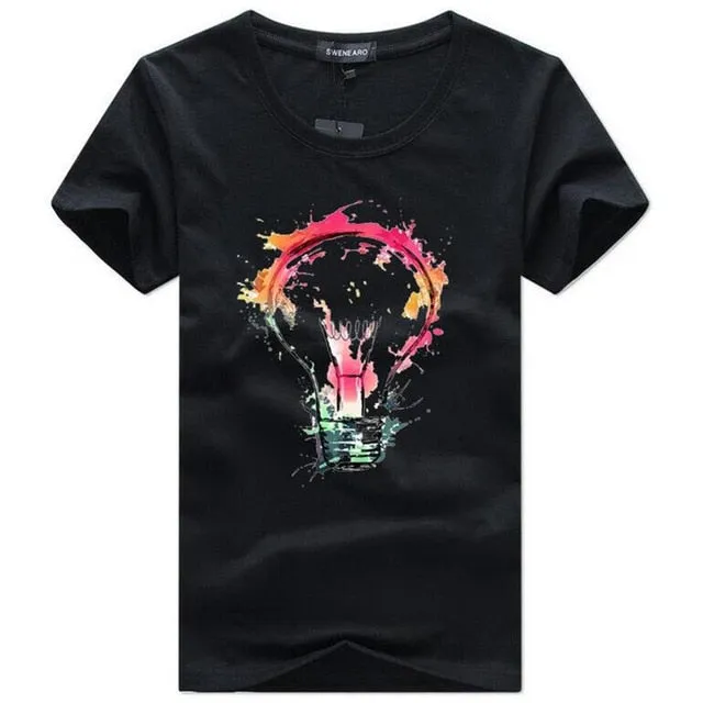 MEN'S T-SHIRTS SUMMER FASHION BULB 3D PRINT COTTON T-SHIRTS