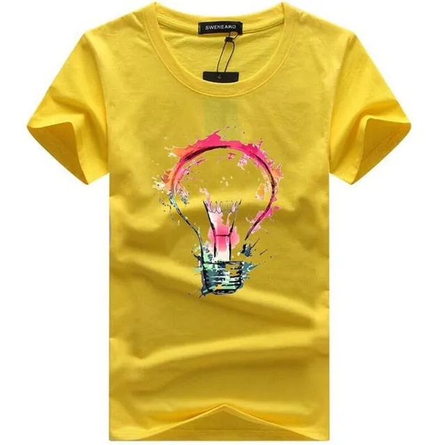 MEN'S T-SHIRTS SUMMER FASHION BULB 3D PRINT COTTON T-SHIRTS