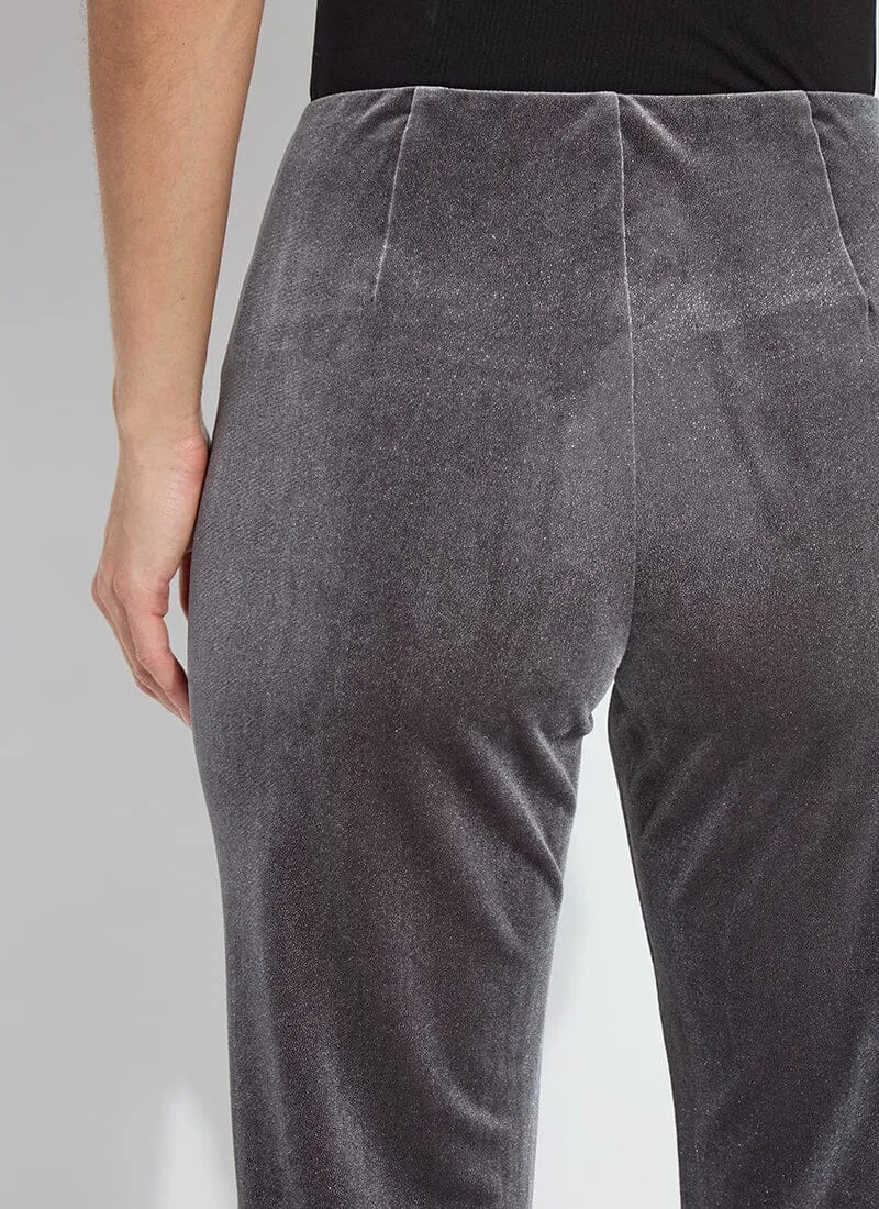 Metallic Foil Velvet Trousers - Silvery Charcoal