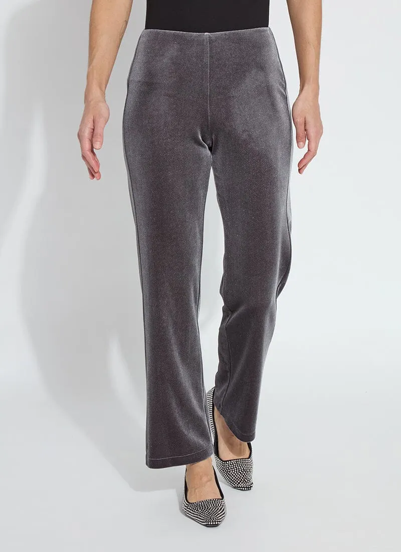 Metallic Foil Velvet Trousers - Silvery Charcoal