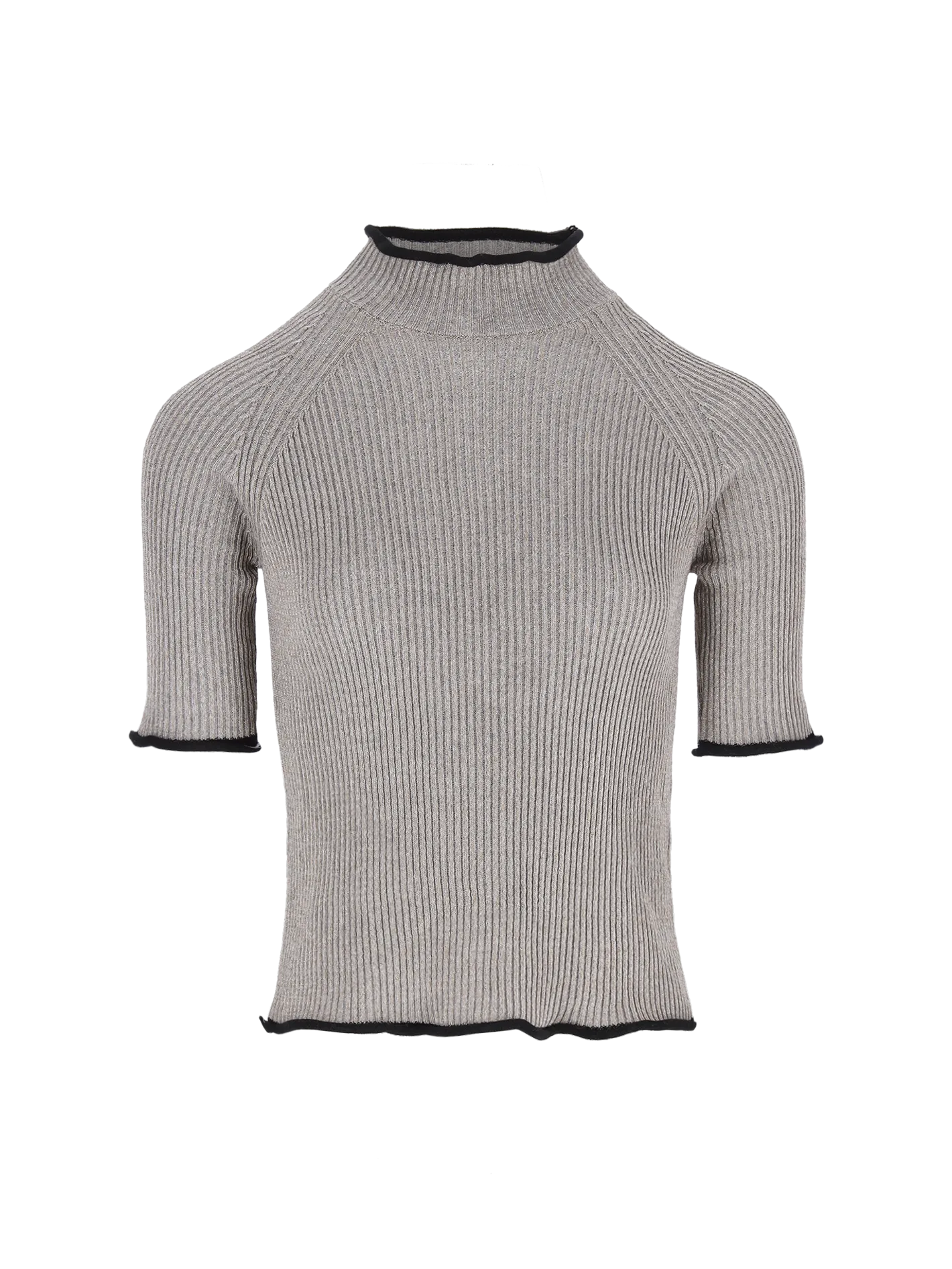 metallic mock-neck top