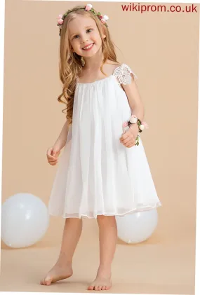 Neck Lace Kelly A-Line/Princess Chiffon Flower Girl Dresses Girl Tea-length Sleeveless With Dress Flower - Scoop