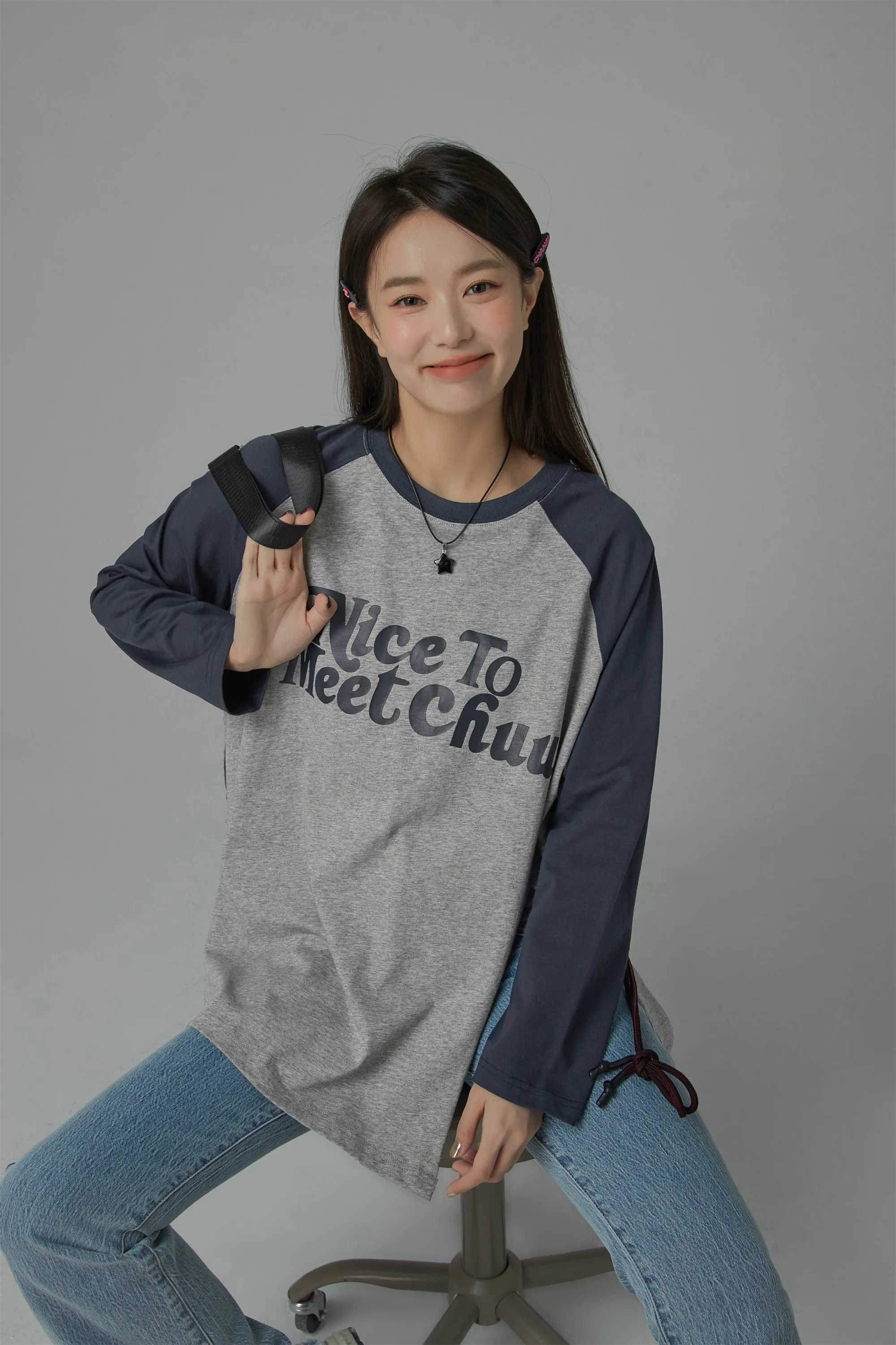 Nice To Meet Chuu Contrast Raglan T-Shirt