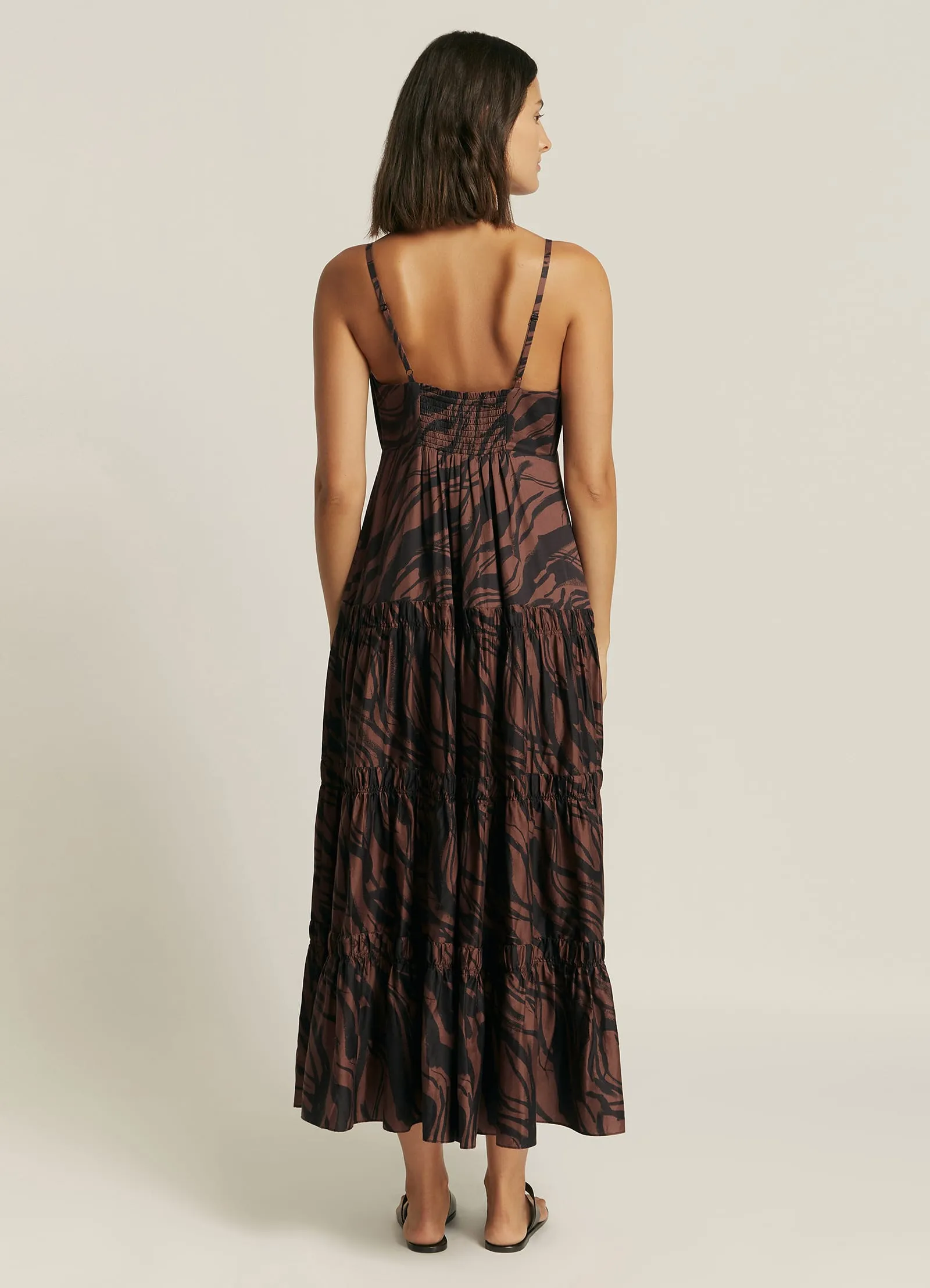 Nomade Tiered Maxi Dress - Burnt Clay/Black