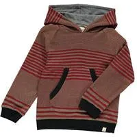 Oakdale Wine & Brown Striped Long Sleeve Hooded Top  - Select Size