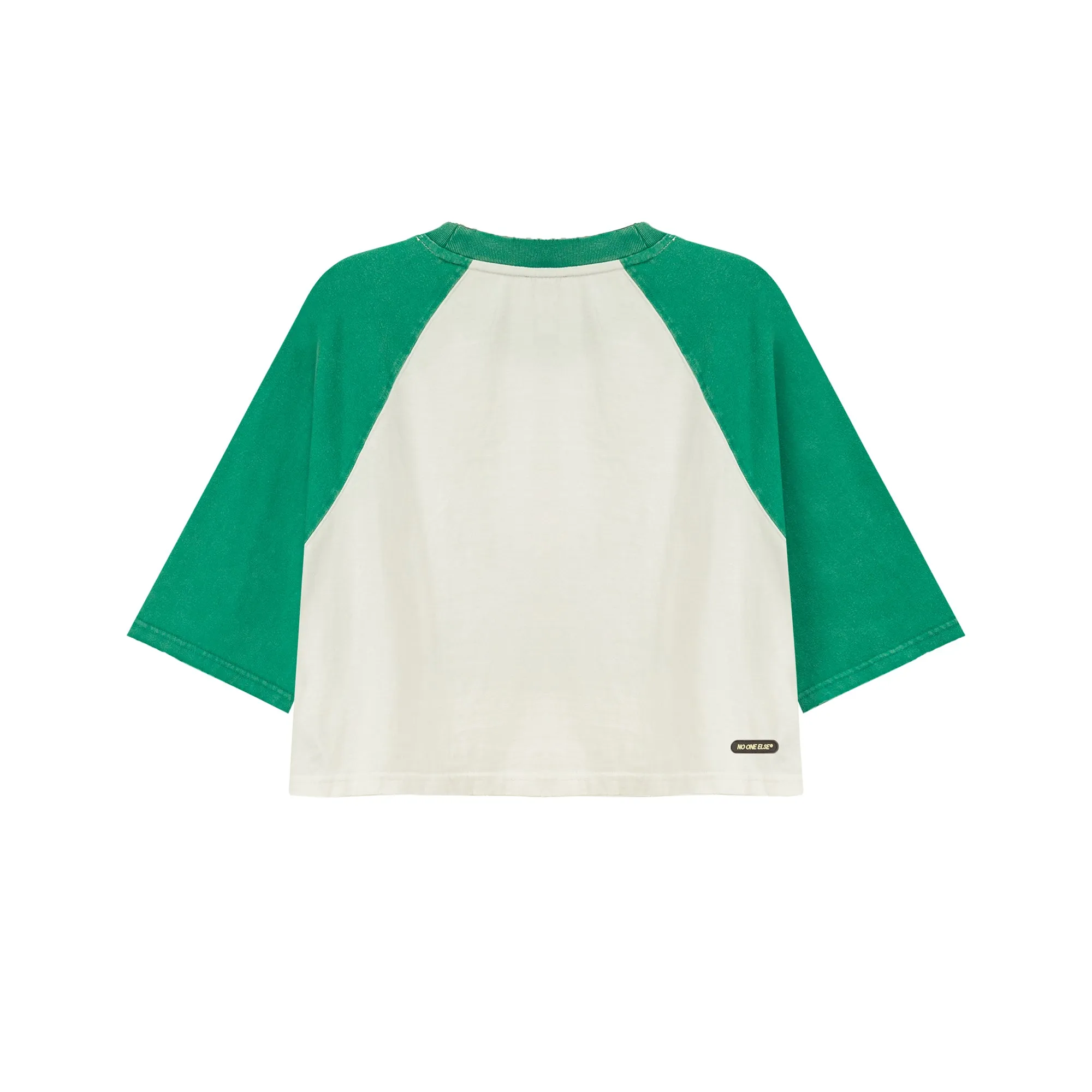 Raglan Color Crop Printed T-Shirt