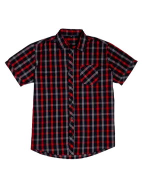 Red & Blue Plaid Short Sleeve Button-Up