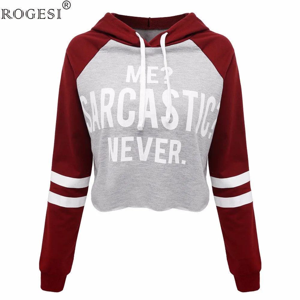 Rogesi 2016 New Casual Women T Shirts Hooded Long Sleeve Round Neck Short Shirt Women's Clothing American Apparel