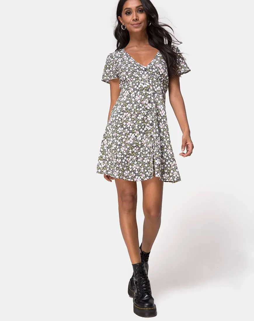 Sahara Tea Dress in Floral Field Olive