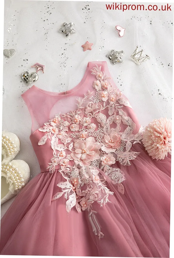 Scoop Girl Tulle Madalyn Lace/Beading Ball-Gown/Princess Neck Dress - Flower Girl Dresses Flower Sleeveless Tea-length With