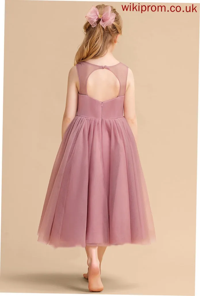 Scoop Girl Tulle Madalyn Lace/Beading Ball-Gown/Princess Neck Dress - Flower Girl Dresses Flower Sleeveless Tea-length With