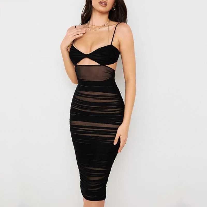 Sleeveless Hollow Out Backless Bodycon Dress