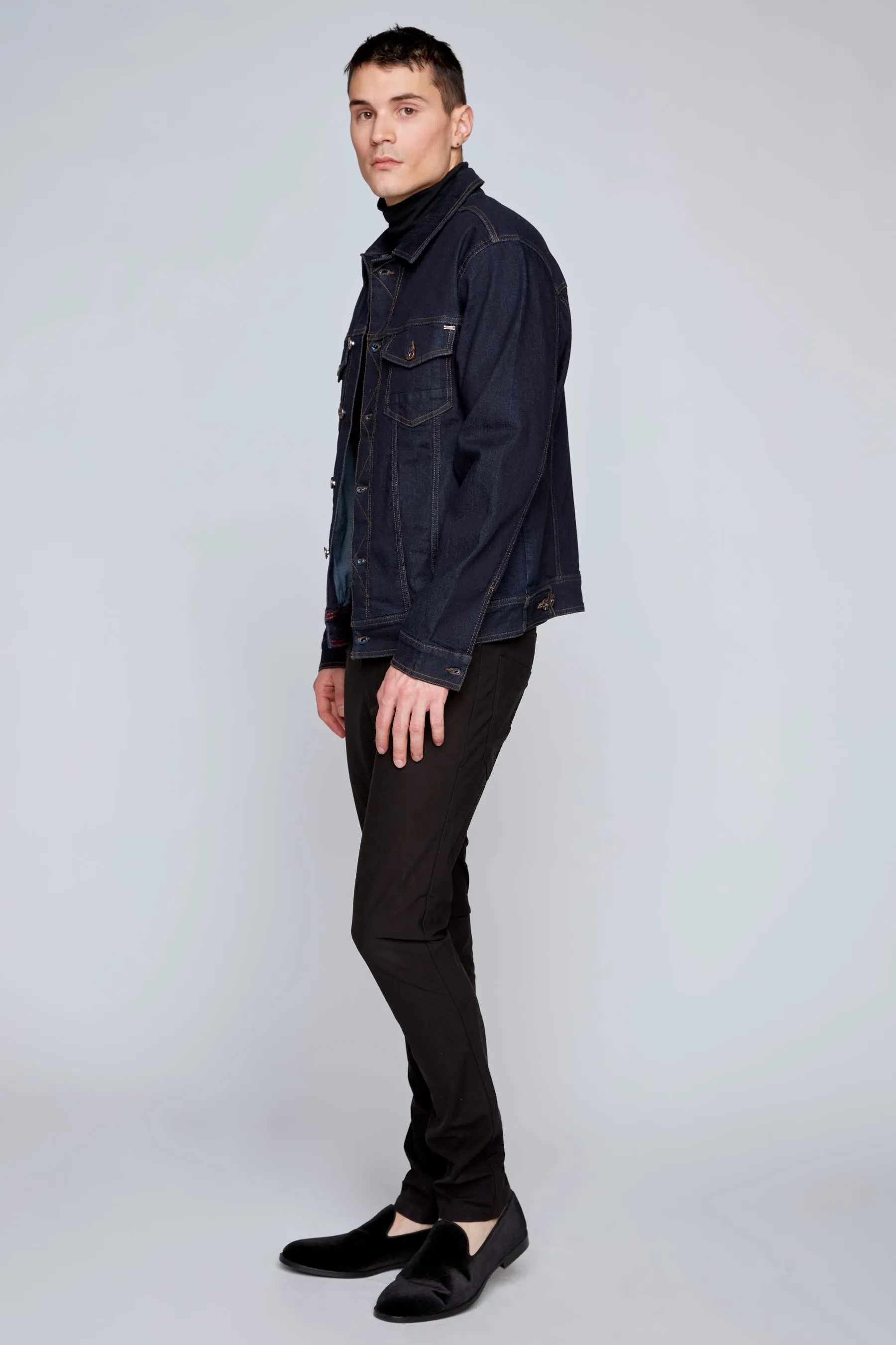 Slim Fit Classic Trucker Jean Jacket - Black