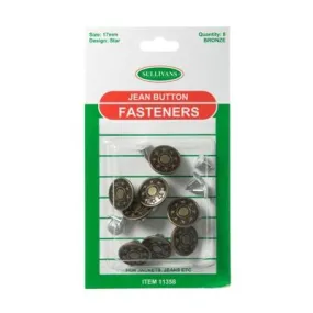 Sullivans Jean Button 8 Pack, Bronze- 17mm