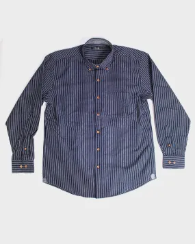 ToK Shirt, Long Sleeve Button-Up, Indigo with White Shima