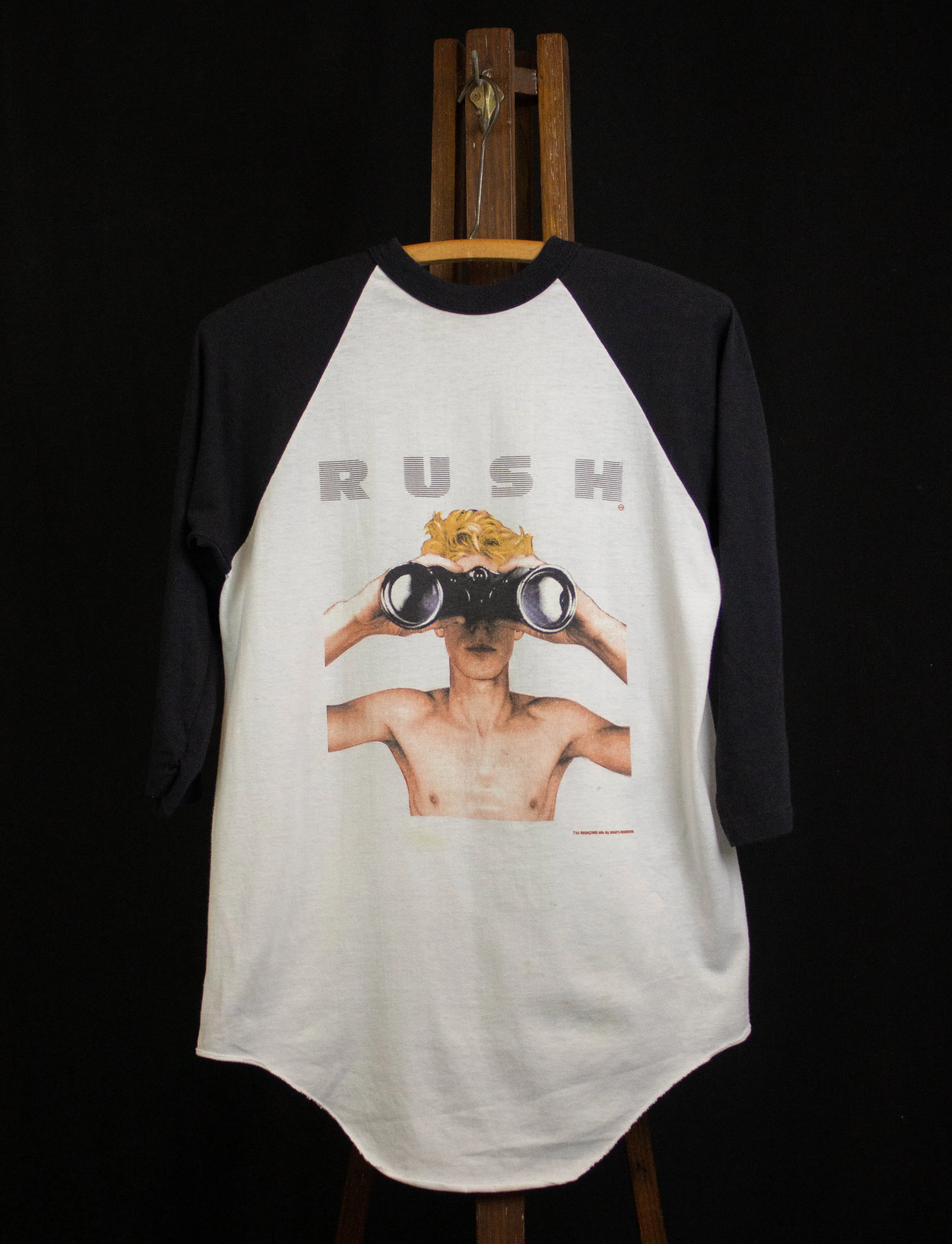 Vintage 1985 Rush Power Windows Tour Concert Raglan T Shirt Black and White Medium