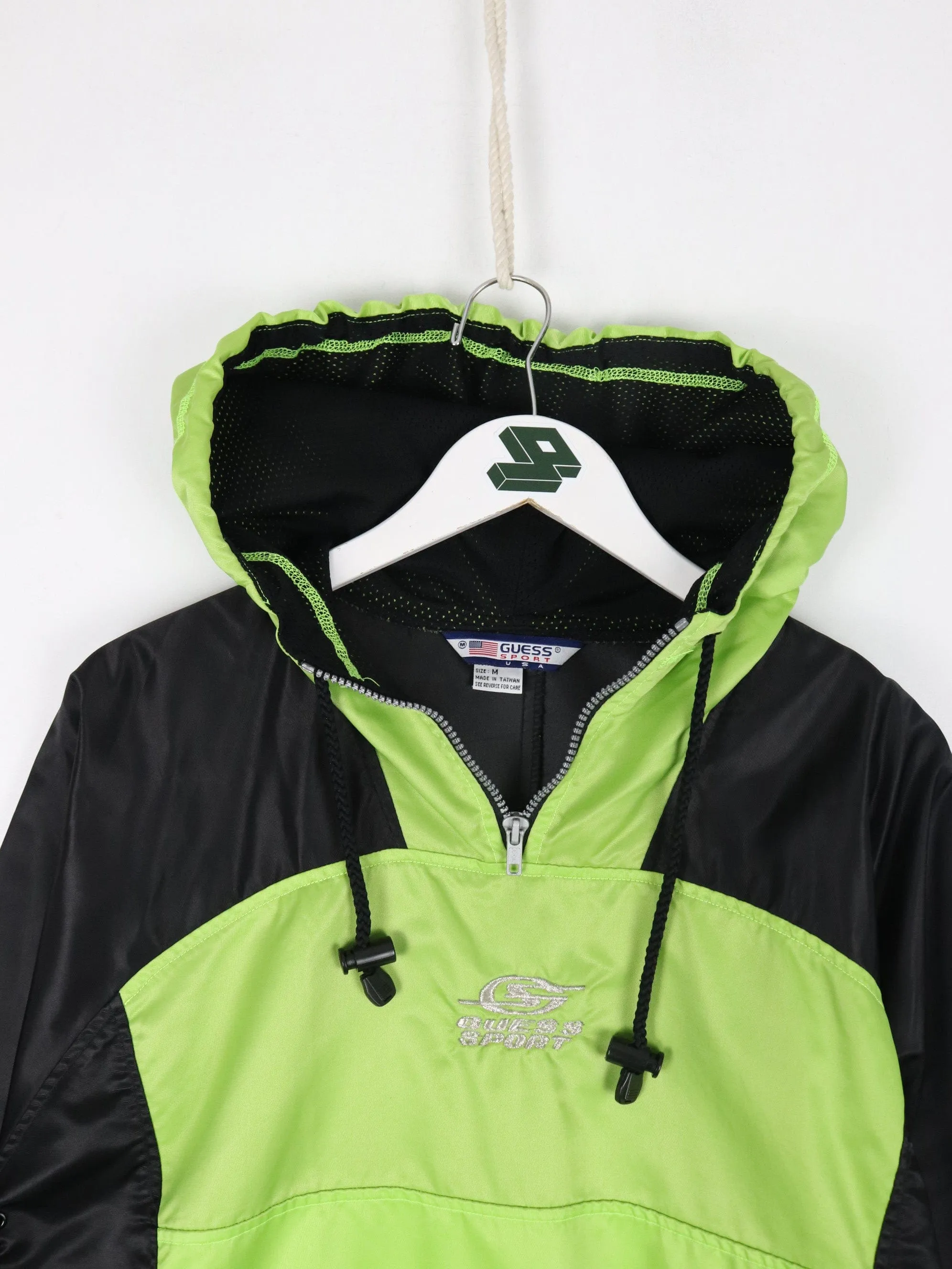 Vintage Guess Sport Windbreaker Youth Medium Green Anorak 90s