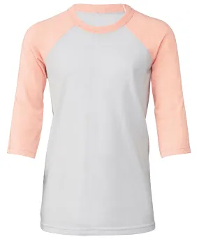 White/Heather Peach - Youth ¾ sleeve baseball tee