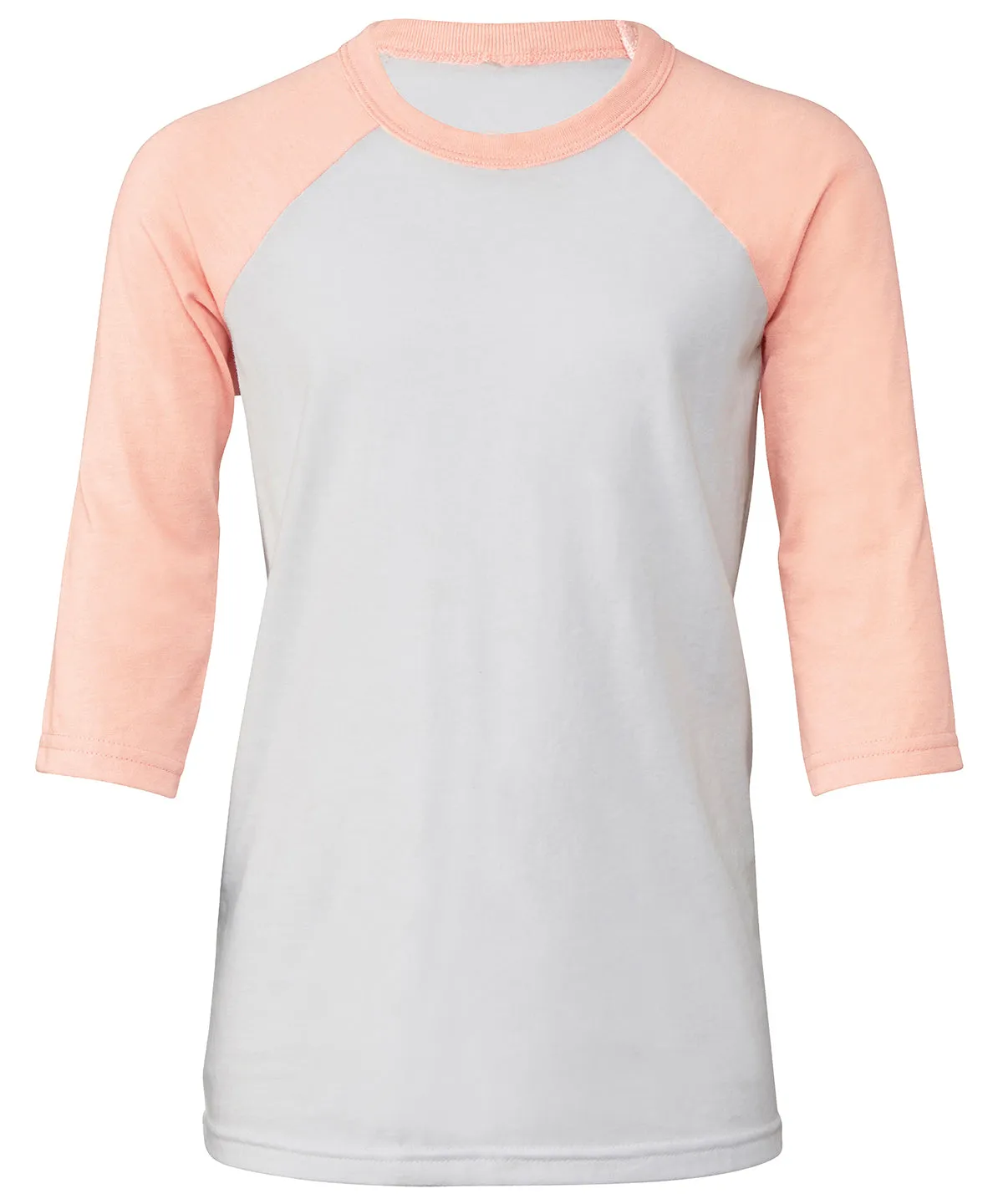 White/Heather Peach - Youth ¾ sleeve baseball tee