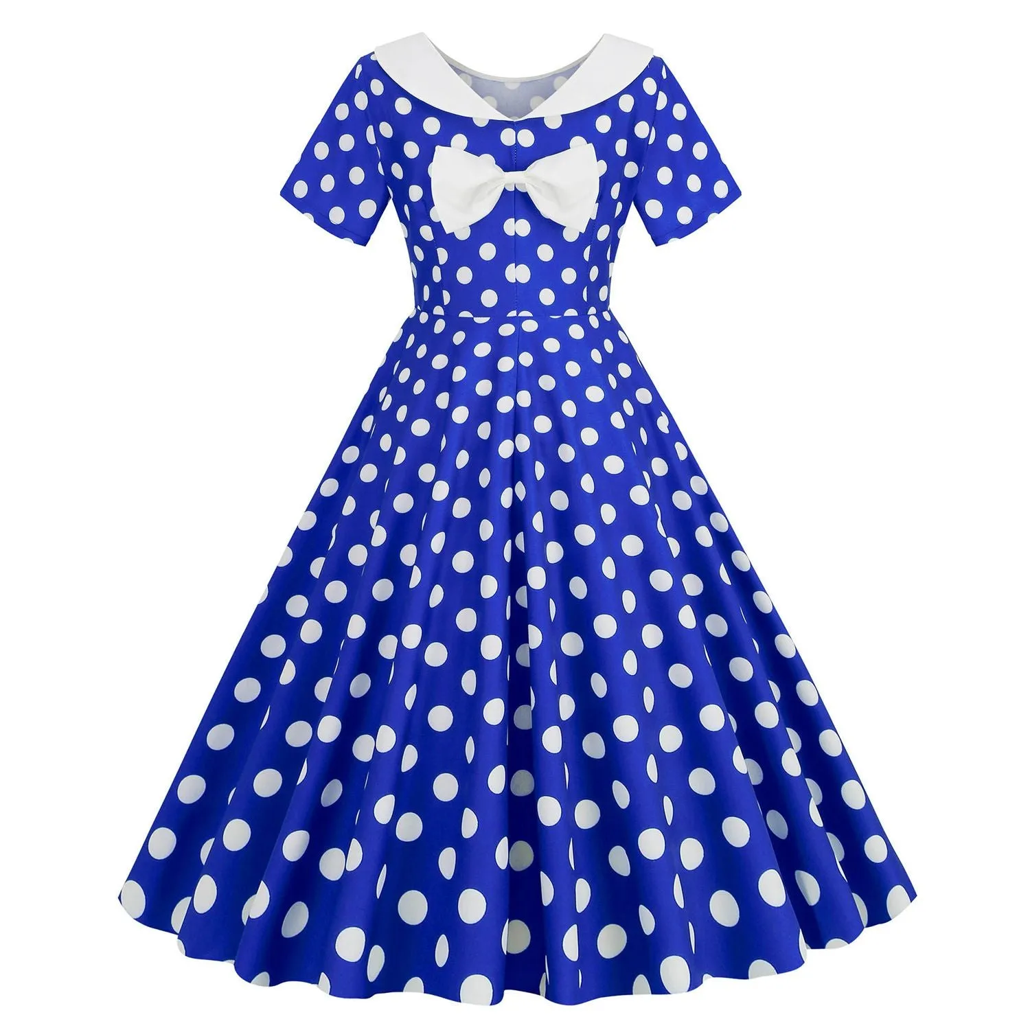 Women's Vintage 1950's Polka Dot Spring Garden Rockabilly Swing Prom Party Cocktail Dress