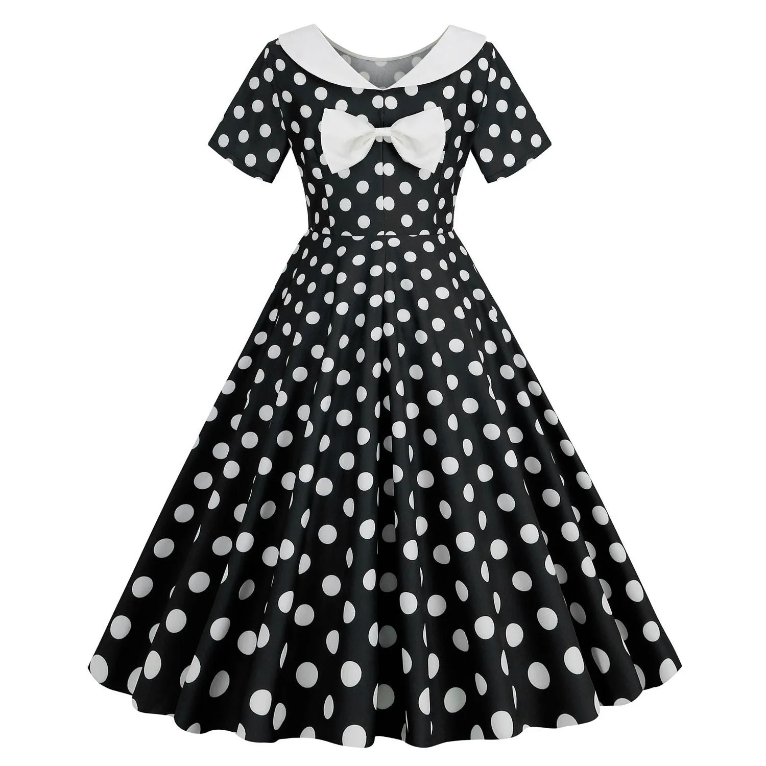 Women's Vintage 1950's Polka Dot Spring Garden Rockabilly Swing Prom Party Cocktail Dress