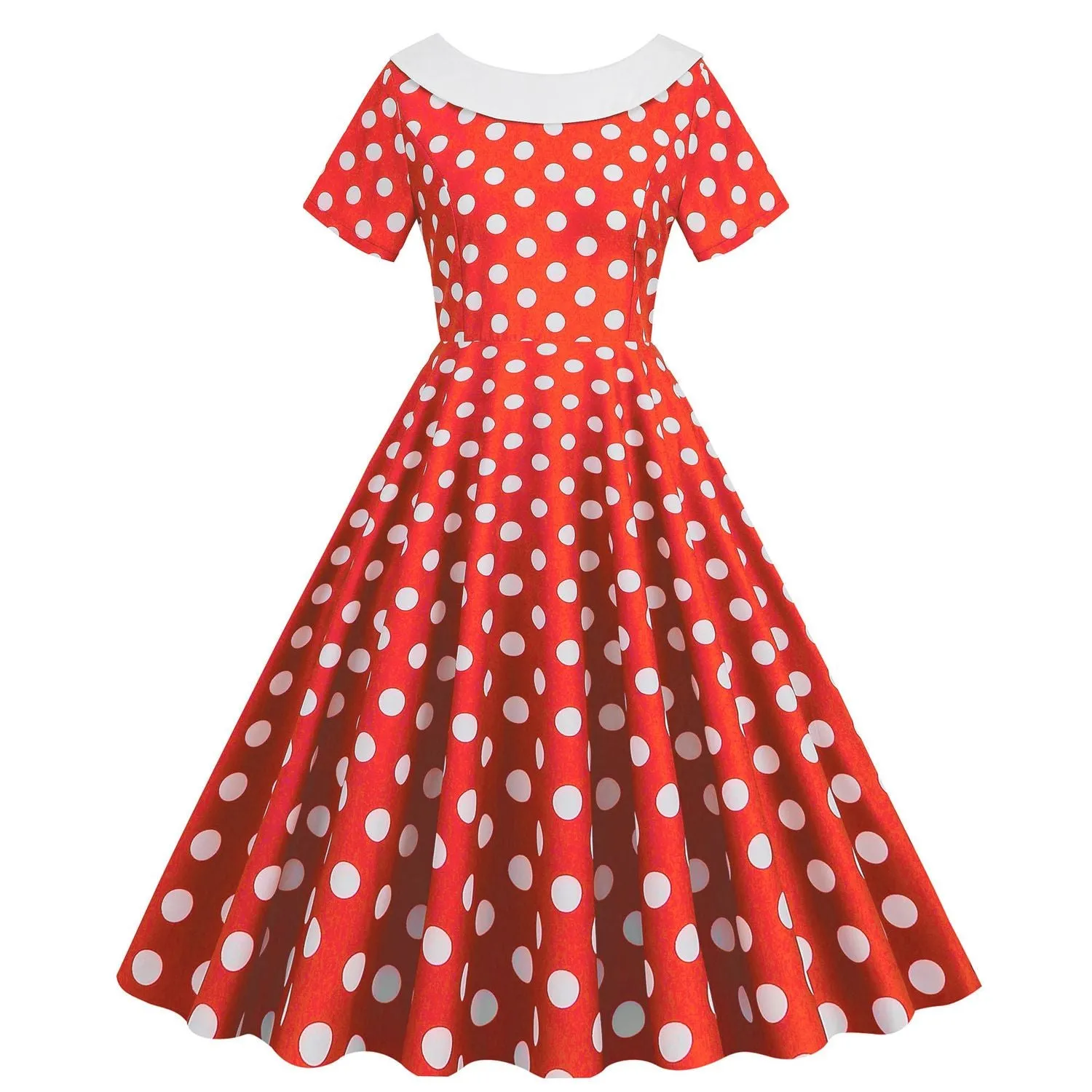 Women's Vintage 1950's Polka Dot Spring Garden Rockabilly Swing Prom Party Cocktail Dress