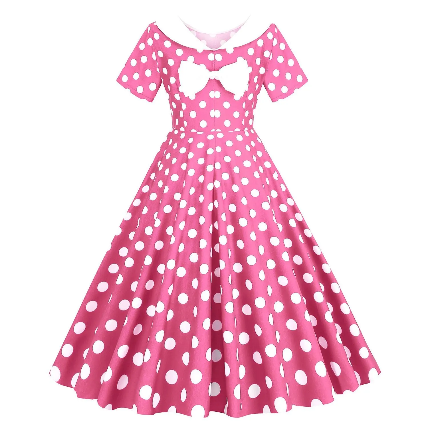 Women's Vintage 1950's Polka Dot Spring Garden Rockabilly Swing Prom Party Cocktail Dress