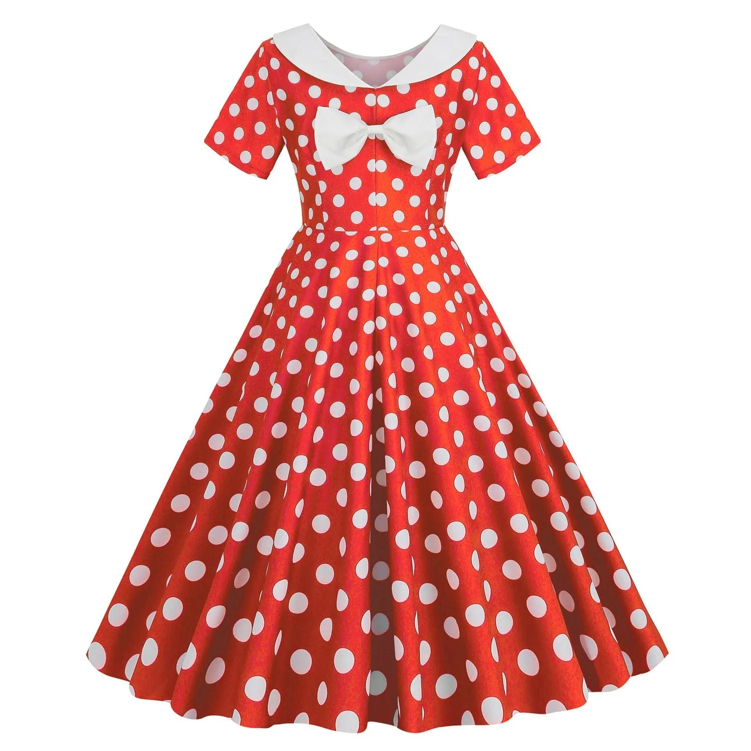 Women's Vintage 1950's Polka Dot Spring Garden Rockabilly Swing Prom Party Cocktail Dress