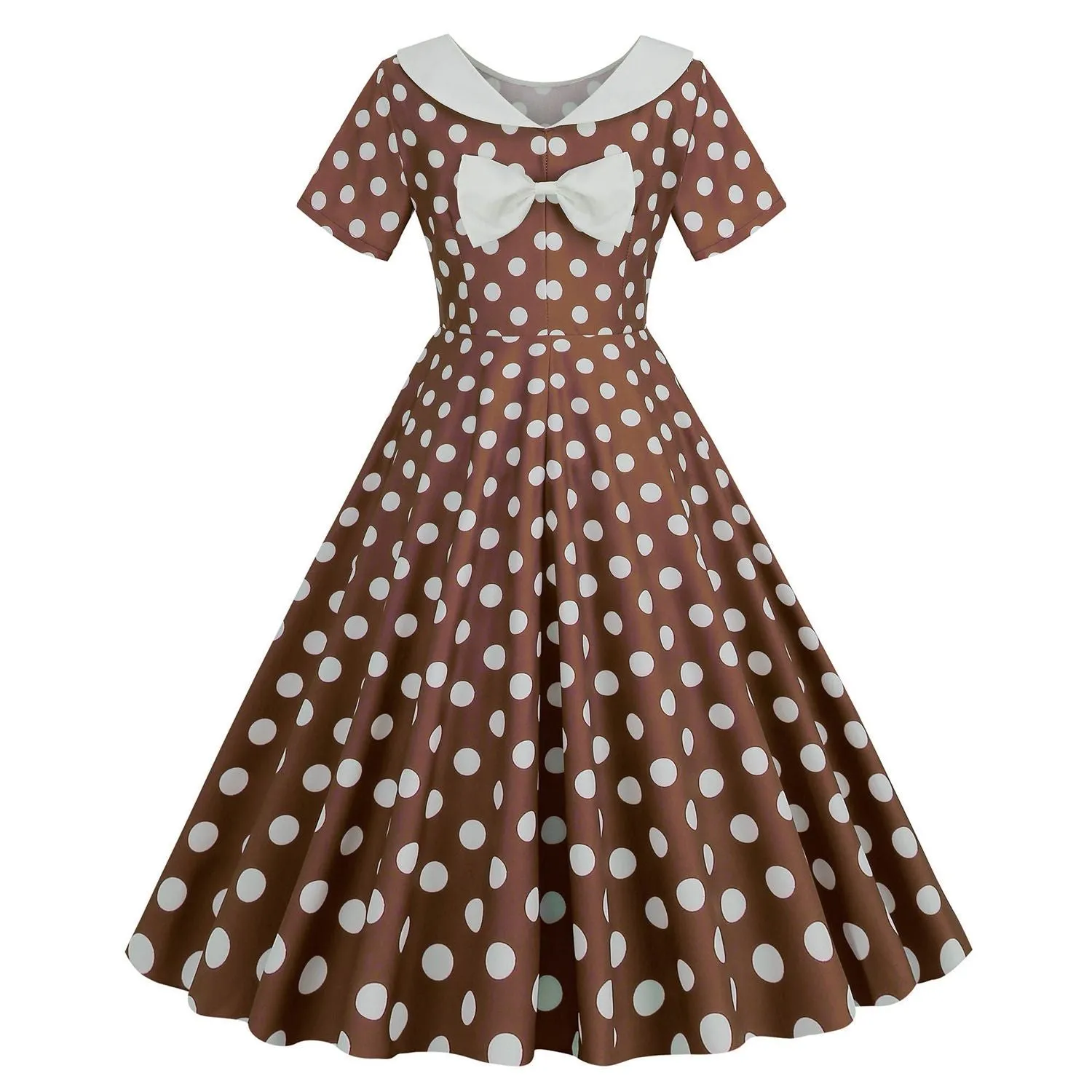 Women's Vintage 1950's Polka Dot Spring Garden Rockabilly Swing Prom Party Cocktail Dress