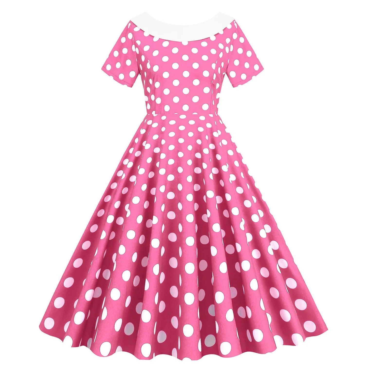 Women's Vintage 1950's Polka Dot Spring Garden Rockabilly Swing Prom Party Cocktail Dress