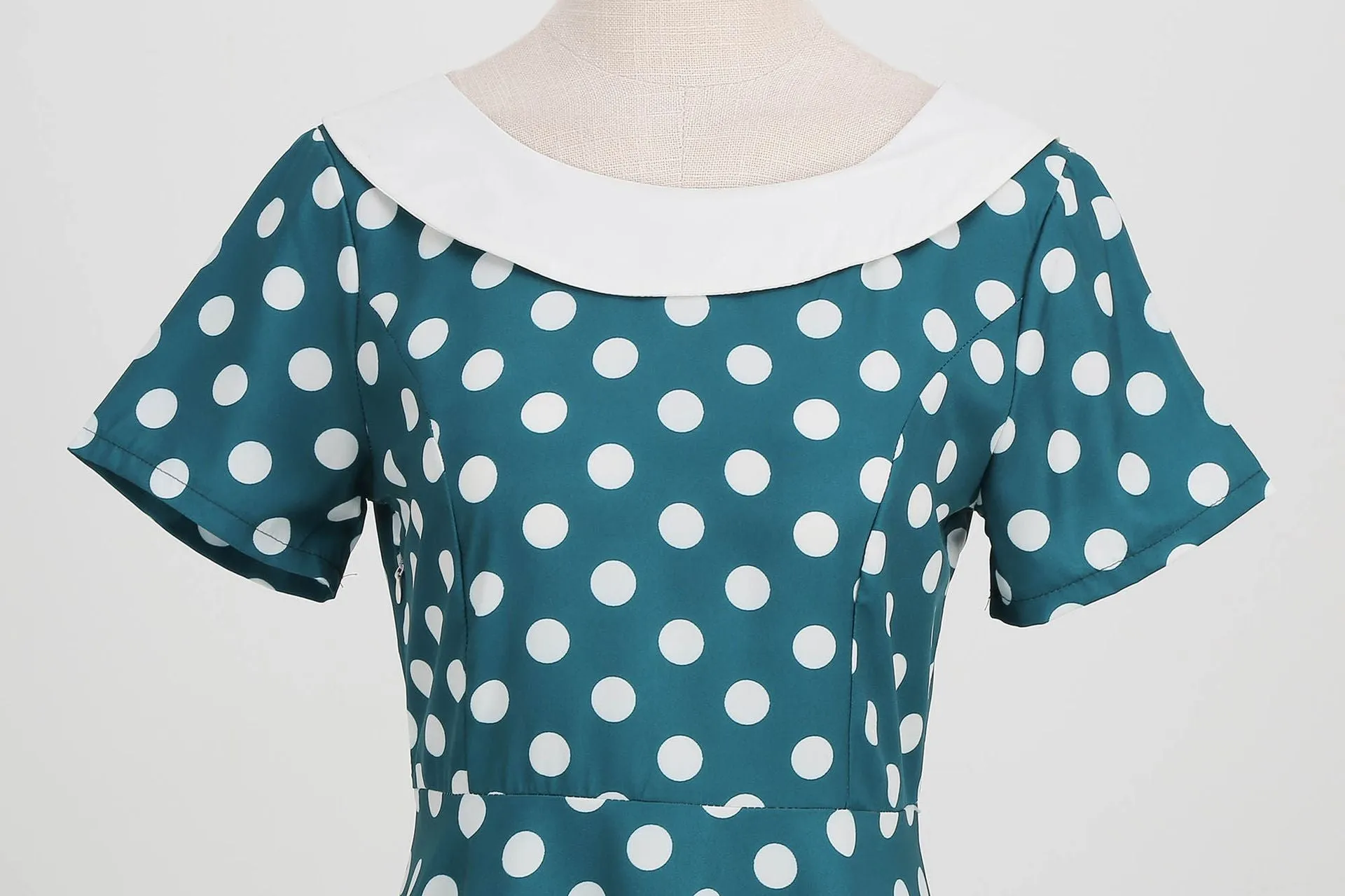 Women's Vintage 1950's Polka Dot Spring Garden Rockabilly Swing Prom Party Cocktail Dress